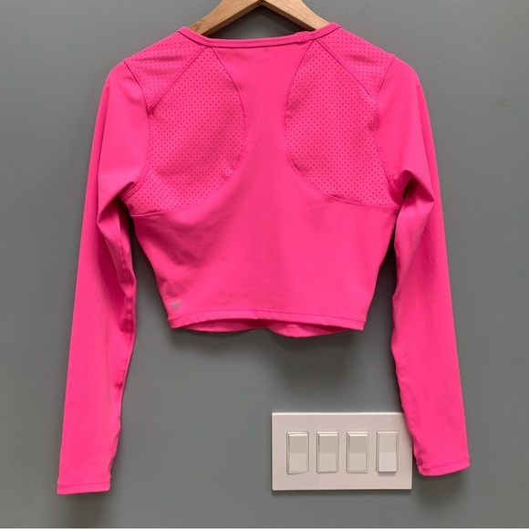 IVL Collective Long Sleeve Crop Top Perforated in Pink Sugar Plum 8 - Picture 8 of 10
